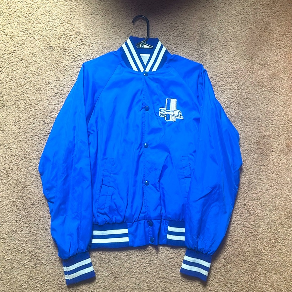 Varsity Jacket Lion Embroidered Blue Size Medium